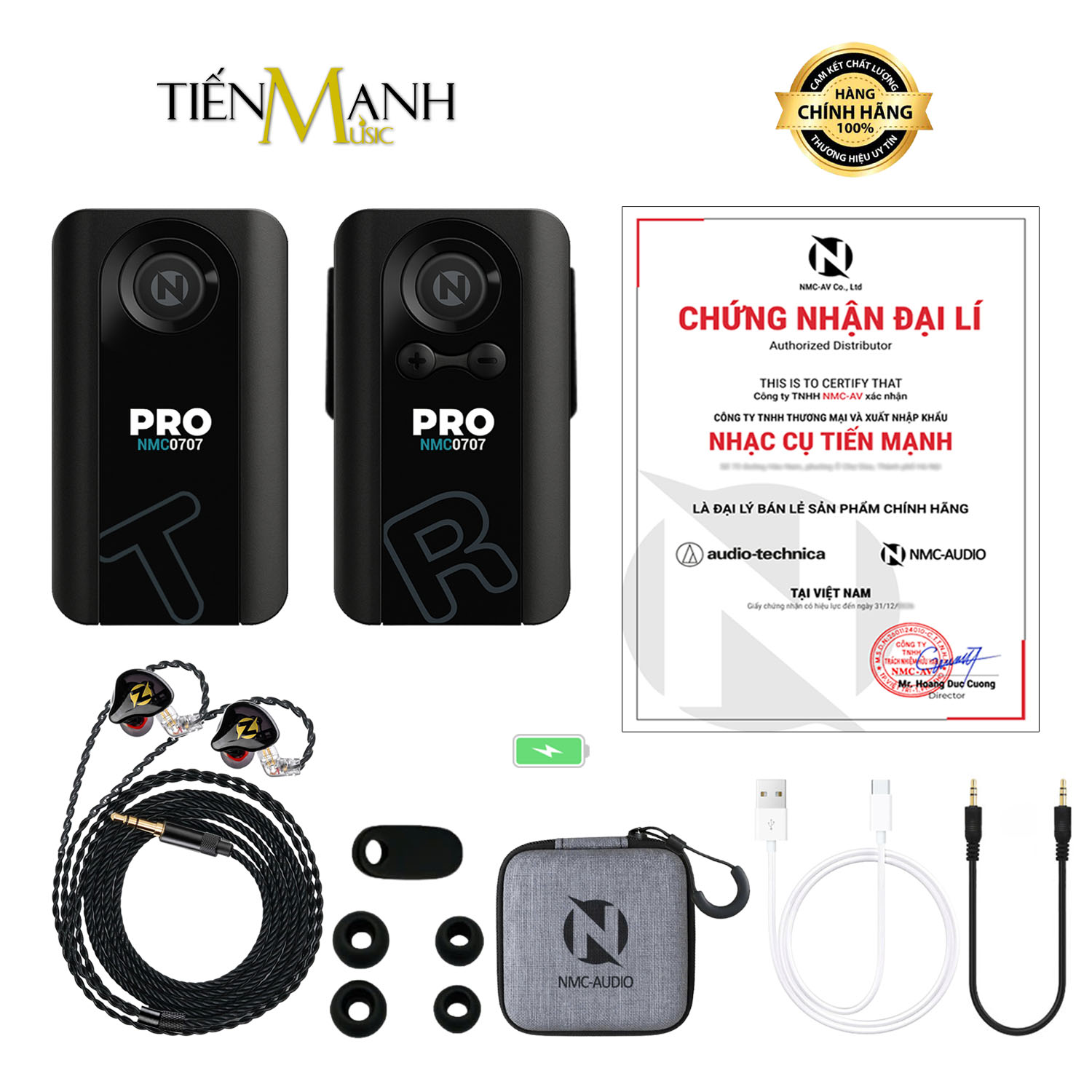 Bộ Thu Phát Audio Stereo Âm Thanh Không Dây NMC0707 Pro Kèm Tai Nghe QKZ63 Pro